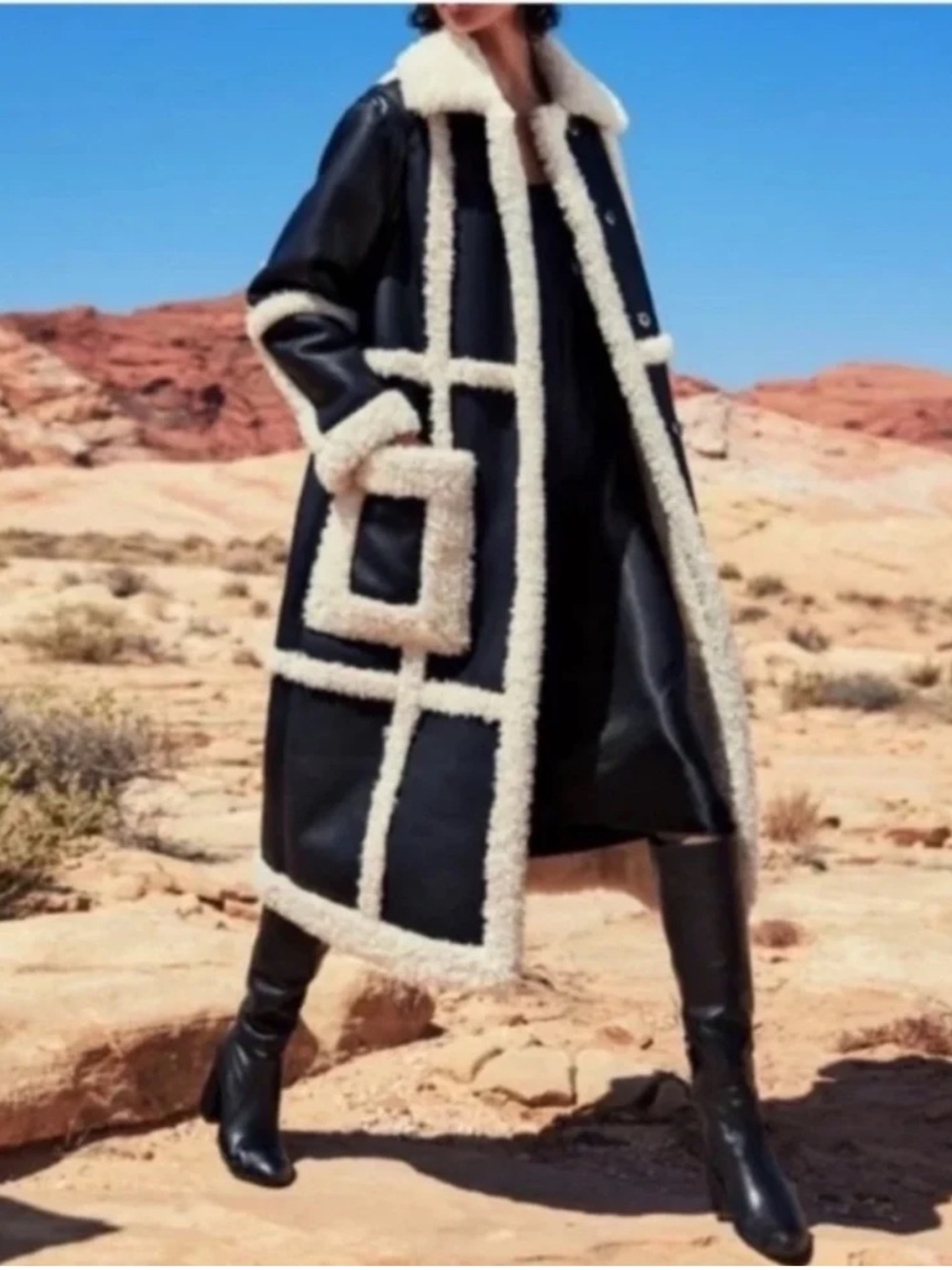 Rebecca Minkoff Faux Shearling Fur Winter Coat Sz M